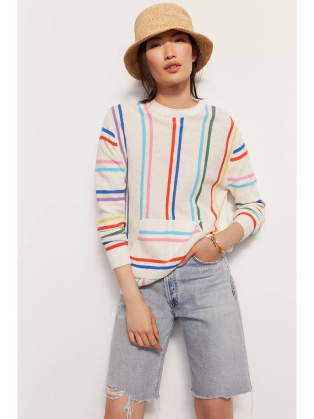 Kule Sz. M Striped Taryn Pocket Pullover